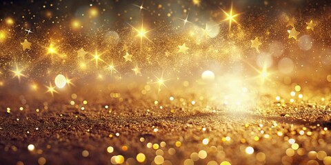 Obraz premium Vintage Gold Glittering Confetti Wave and Stardust in a Magical Celebration Scene