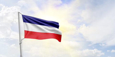 Los Altos flag waving on sky background. 3D Rendering