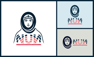 the nun face silhouette logo set template design