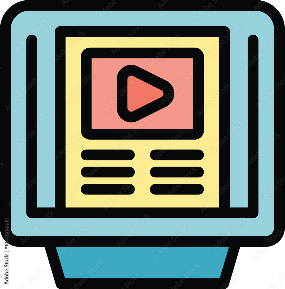 Poster simple icon of a video player interface showing a play button and a timeline, useful icon for a stre