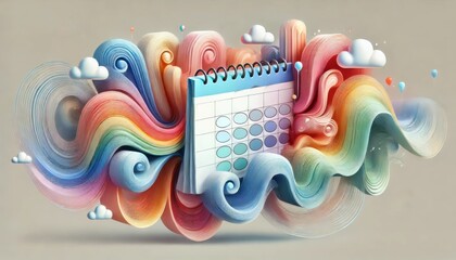 conceptual, soft, and abstract depiction of an content calendar