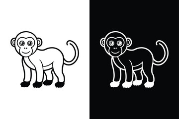 Obraz premium Monkey icon chimp vector on white background.