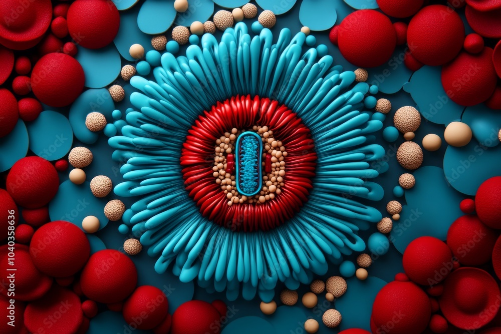 Poster Minimalist cross-section of a human cell membrane, showing simple lipid bilayers with a single ion channel in the center