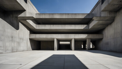 Obraz premium Bold Modern Brutalist Building with Massive Concrete Walls