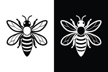 Bee line out illustration Icon on White Vector Backgrounds.