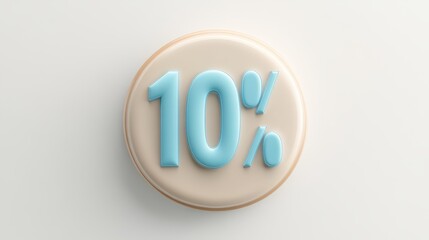 3D Blue Icon of Number Ten Percent