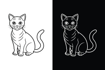 Cat lineout vector illustration. Black cat silhouette vector design.