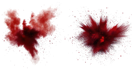 Red Particle Dust Explosions on Transparent Background Generative AI