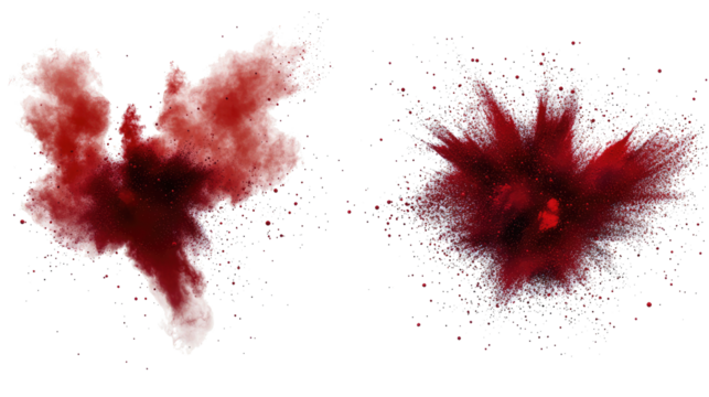 Red Particle Dust Explosions on Transparent Background Generative AI