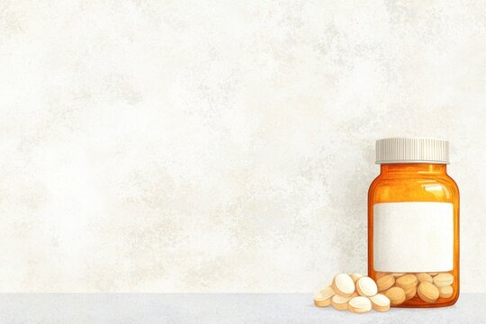 Illustration of an amber glass medicine bottle with a vintage label, evoking an old apothecary feel