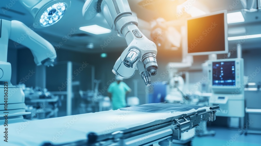 Aufkleber advanced robotic surgeons performing complex surgeries in a high-tech hospital, medical operating ro