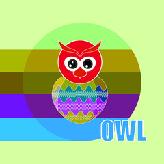 Colorful Owl with a motif on its chest