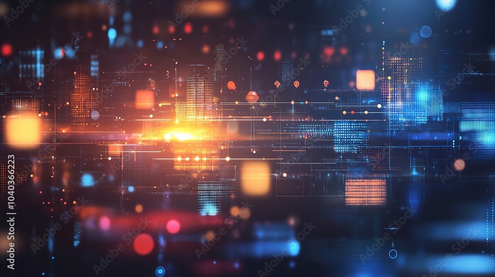 Poster abstract business interface background with floating elements