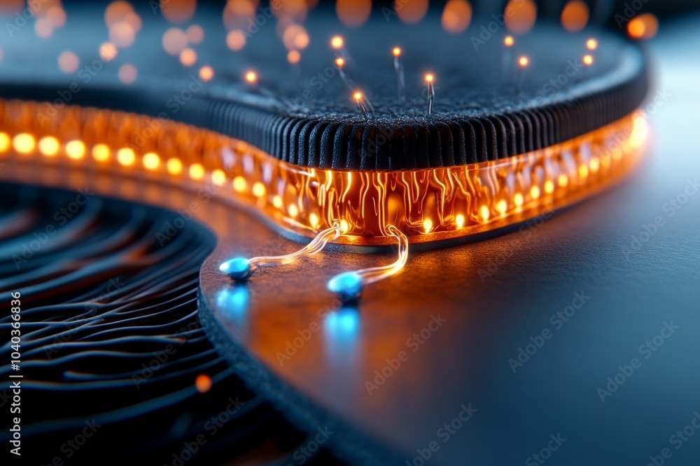 Poster zoomed-in image of potassium ion channels, embedded in the lipid bilayer of the cell membrane, with 