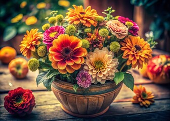 Vintage Style Potted Flower Clipart Design for Botanical Illustration and Home Decor