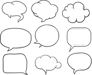 Hand-drawn speech bubble or chat bubble. Speech bubble sketch vector illustration