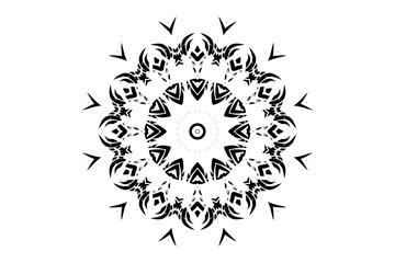 Elegant Circular Black and White Mandala Artwork with Beautiful Patterns on a White Backdrop
