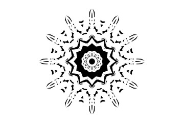 Detailed Black and White Mandala with Circular Patterns Set Against a Clean White Background
