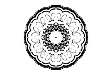 Intricate Black and White Mandala Design Featuring Circular Patterns on a Clean White Background
