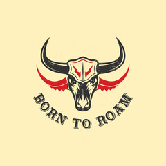 Longhorn lettering logo design vintage old bull vintage vector lettering