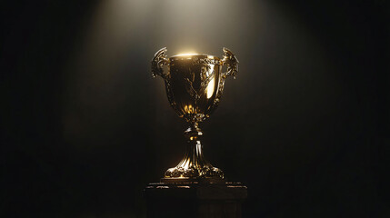 Champion golden trophy for winner background. Success and achievement concept. Sport and cup award theme.
