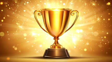 Champion golden trophy for winner background. Success and achievement concept. Sport and cup award theme.
