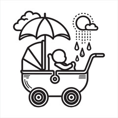 Baby Car Line Art silhouette on white background
