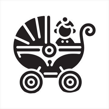 recommend clip art: Baby Car Line Art silhouette on white background
                    