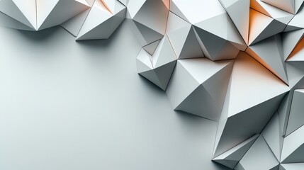 Obraz premium A visually striking abstract design featuring geometric white and orange pyramids with soft shadows against a smooth background.