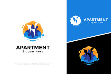 Set of Hotel high concept real estate logo vector template