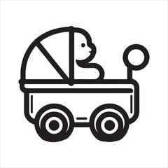 Baby Car Line Art silhouette on white background

