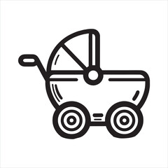 Baby Car Line Art silhouette on white background
