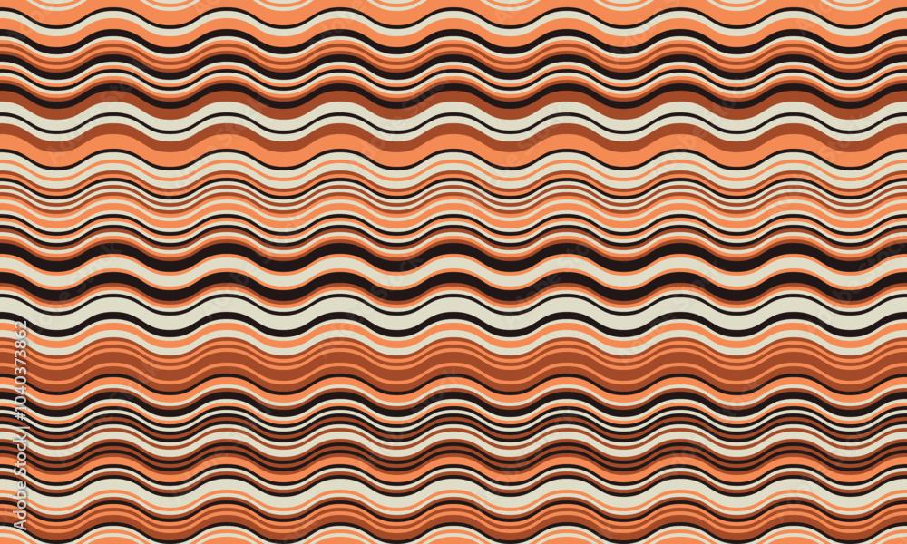 Poster abstract background with wavy stripes in vibrant colors, creating a rippled, liquid effect. smooth c