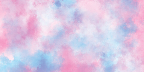 Abstract cloudy gradient background with multicolor cloudy stains, multicolor clouds texture watercolor picture painting illustration, Pastel colors wet effect hand drawn soft watercolor background.