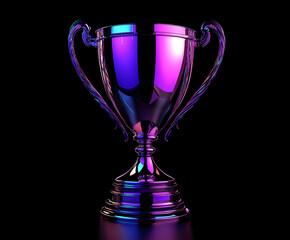 Trophy award competition in the dark on the abstract blurred light background with copy space
