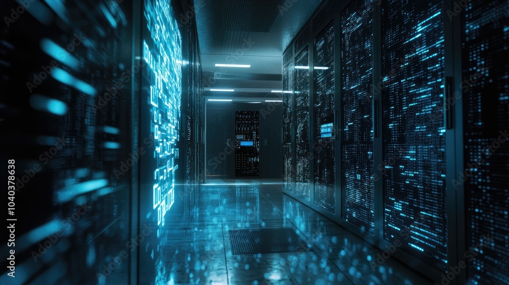 Poster exploring the futuristic technology of data centers a glimpse into modern infrastructure and connect