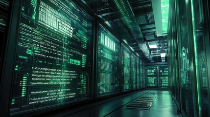 Obraz premium Exploring the depths of digital infrastructure a visual journey through high-tech data centers and their evolving role in modern technology