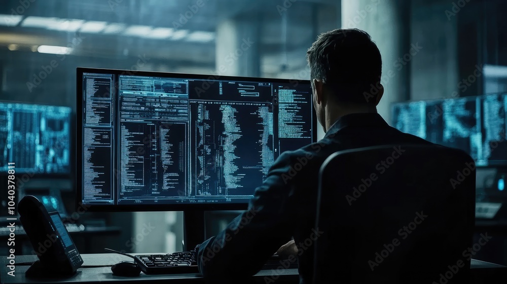 Poster exploring the modern world of cybersecurity the role of technology in safeguarding digital assets an