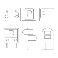 Adobe Illustrator Artwork Set of car rent icons. Call centre support, car locations, calendar and card payment. Pixel perfect icon
