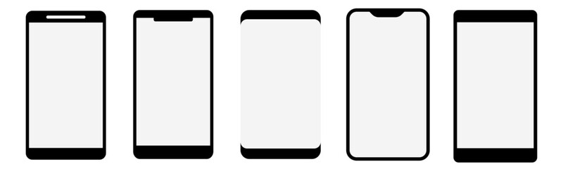 Smart phone Icon Set, Vector Silhouette of Mobile Phone Models