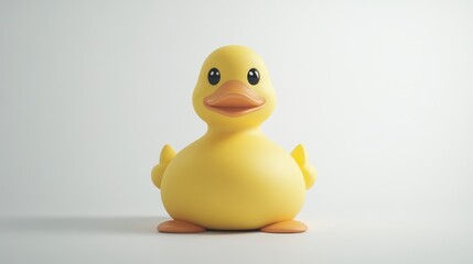 A yellow rubber ducky on a white background.