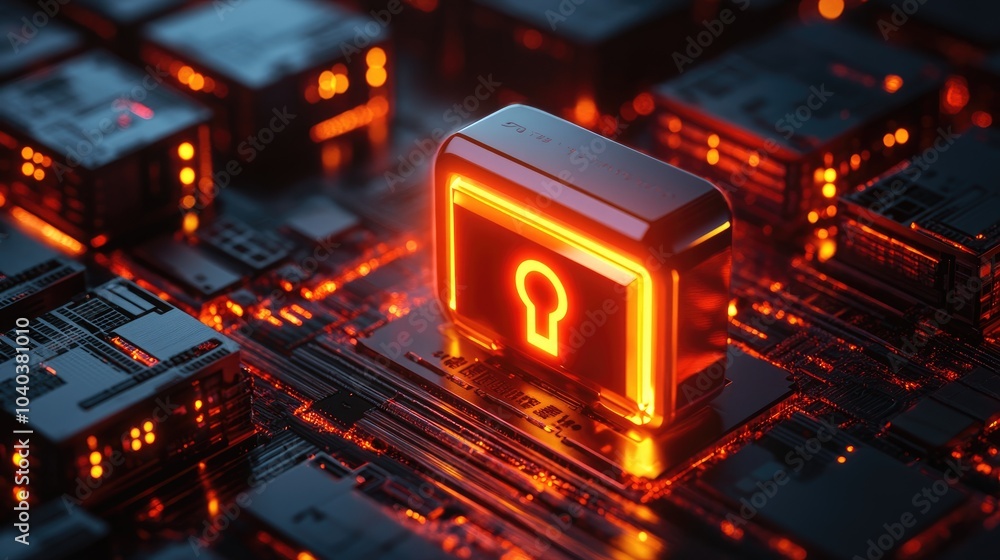 Poster the future of cybersecurity unveiling the digital lock mechanism in advanced technology systems