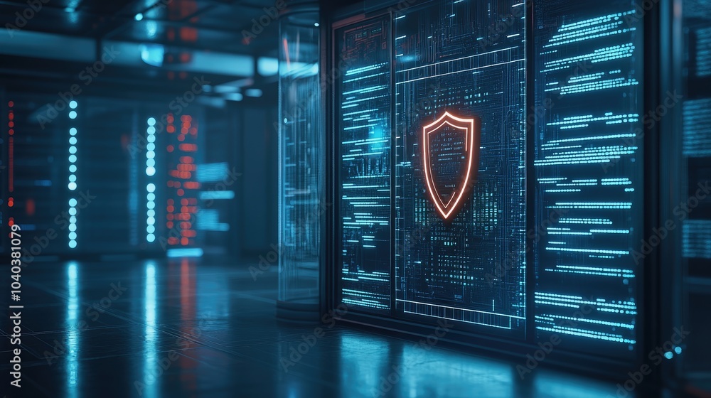 Poster high-tech data protection exploring the future of cybersecurity in a digital landscape