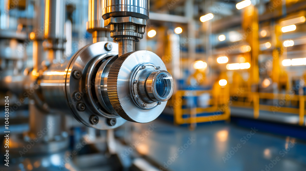Poster close up of refinery valve showcasing intricate details and precision engineering in fuel processing