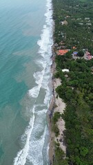 Aerial photo of Palomino beach in Colombia