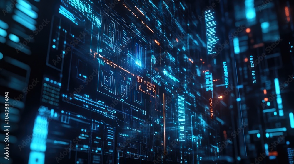 Poster exploring the depths of digital innovation a glimpse into the future of technology and data visualiz