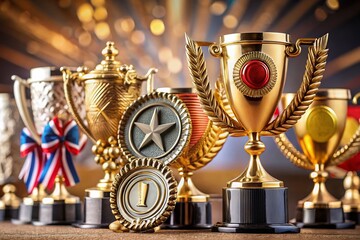 Winners Awards Symbols for Web Design and Logos in Linear Style