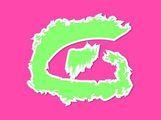 Abstract Coorful hand-draw letter brush sticker shape design