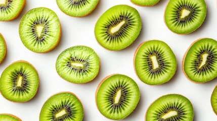 Fototapeta premium Vibrant kiwi slices a colorful display of healthy delights for your culinary creations and beverages