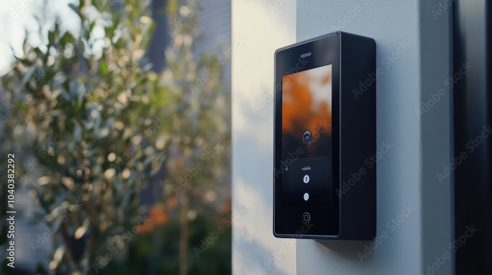 Poster modern smart doorbell system enhancing home security and convenience with touchscreen interface